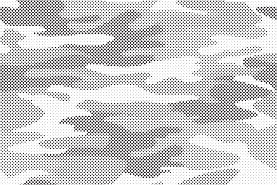 Abstract halftone seamless camouflage pattern. Repeating digital dotted hexagonal camo military texture background. Abstract modern fabric textile ornament. Vector illustration.