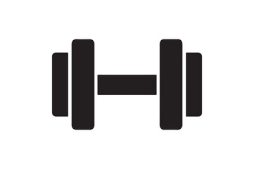 Dumbbell icon silhouette vector with white background