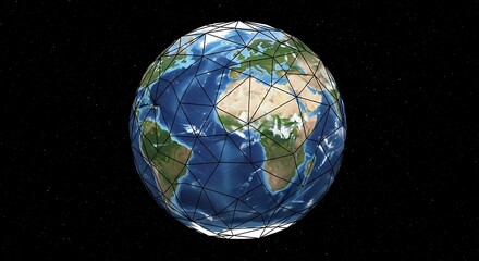 Geometric Earth Globe in Space