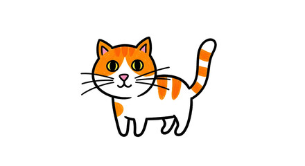 Cute ginger tabby cat with playful expression and striped tail