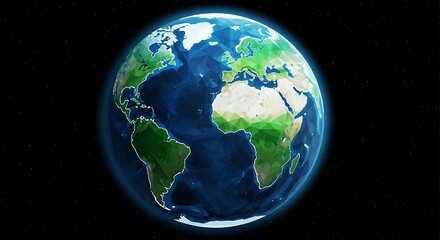 Low Poly Earth in Space with Stars
