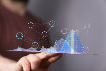 SEO friendly description of stock photo showing business analytics, data growth, charts.