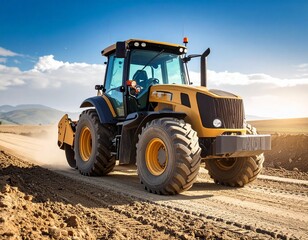 Obraz premium Heavy-Duty Tractor Working in a Field