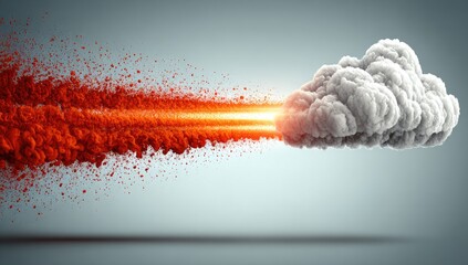 Abstract cloud with a trail of red particles