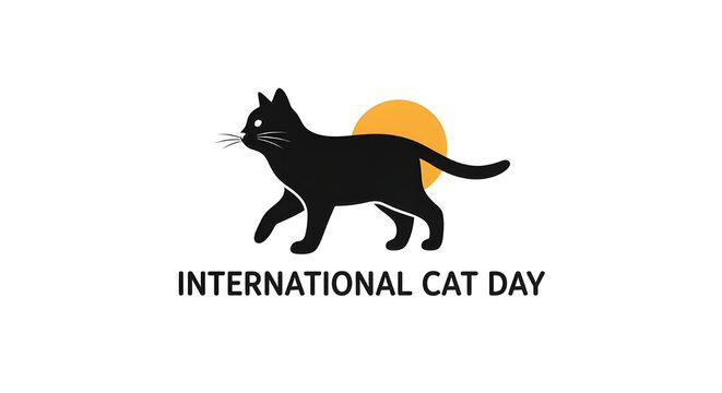 Celebrate International Cat Day with this charming black cat graphic - Powered by Adobe