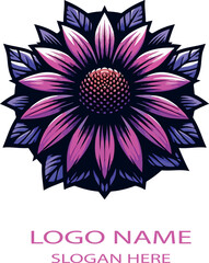 Purple coneflower logo icon vector white background .