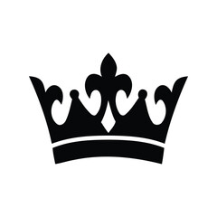 Black royal crown silhouette regal symbol monarchy emblem heraldic design isolated vector graphic