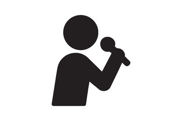 Singer icon silhouette vector with white background