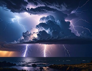 Dramatic storm over ocean