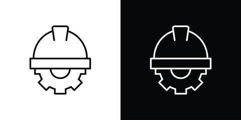 Construction worker icon art Illustrations. premium line icons