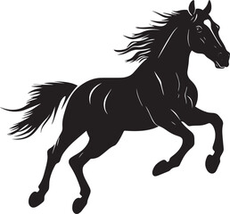 Obraz premium Horse Galloping Body in full speed legs extended forward tail raised high. full length silhouette black vector illustration