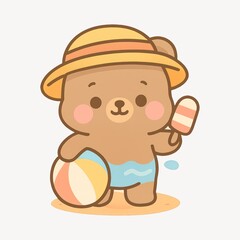 Cute bear enjoying summer fun.