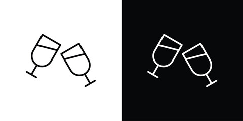 champagne glasses icon art Illustrations. premium line icons