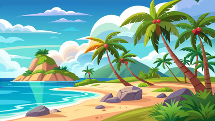 Obraz premium tropical beach with palm trees
