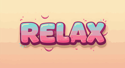 Fototapeta premium Creative graffiti alphabet art featuring the word 'Relax' in a vibrant, bubbly font. Playful 3D lettering design for motivation.