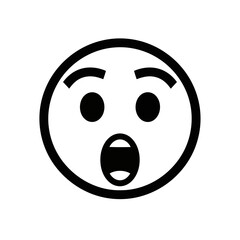 Fototapeta premium Vector art of shocked emoji face with open mouth and wide eyes, isolated on white background