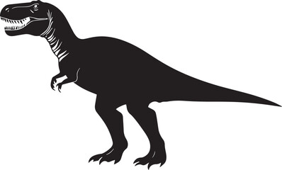 Fototapeta premium Giganotosaurus An enormous theropod with a sturdy body, long tail, and formidable legs built for agility and force, full black vector silhouette illustration.