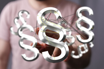 Abstract image of interconnected paragraph symbols, representing legal networks, collaboration, or complex regulations.