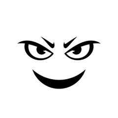 Obraz premium Vector art of closeup of an evil grinning face with sinister eyes and a wide smile, isolated on a white background