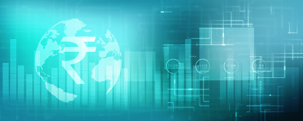 2D illustration Rupee currency sign