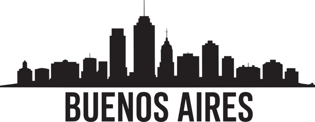 Fototapeta premium Buenos Aires Skyline Silhouette Vector Illustration Argentina Cityscape Urban Panorama Design Template