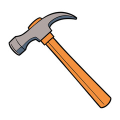 A claw hammer with a sturdy handle and a metal head, perfect for driving nails and removing them with its curved claw, ideal for carpentry and household repairs.
