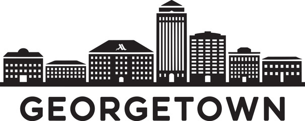 Fototapeta premium Georgetown Skyline Silhouette Vector Illustration Guyana Cityscape Design Template Urban View