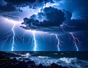 Dramatic storm over the ocean