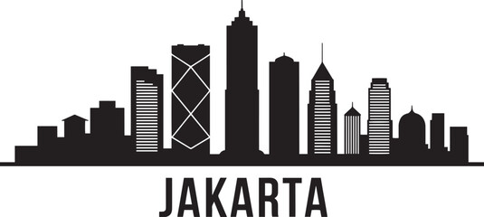 Jakarta Skyline Silhouette Vector Illustration Depicting Urban Landscape and Cityscape Design