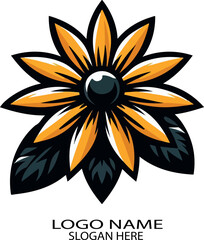 Black‑eyed susan logo icon vector white background .