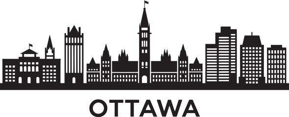 Ottawa Skyline Silhouette Vector Illustration Canada Capital City Urban Landscape Design Element