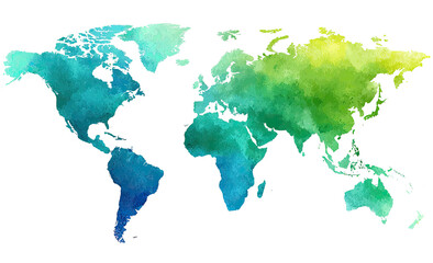 Obraz premium Watercolor world map, vibrant hues