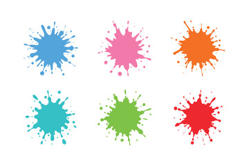 set of colorful ink splashes