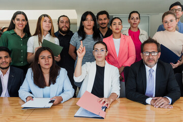portrait of latin business teamwork or diverse men and women working at office in Mexico Latin America, hispanic big group of people employees in a company 