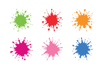  Bright Ink Drop Vector Icons Mixed Colors on White