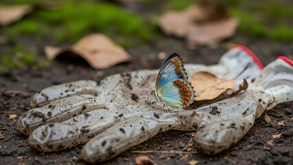 Obraz premium Butterfly on a trash.