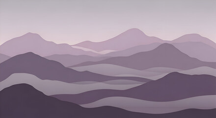 Abstract mountain range illustration in muted tones.