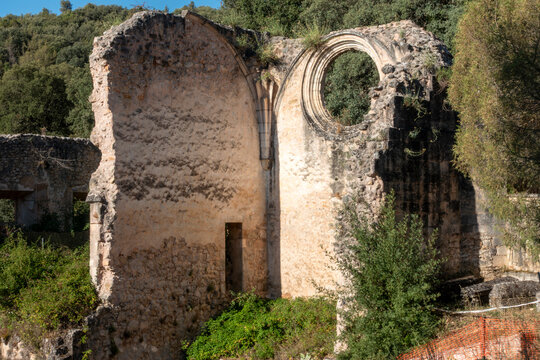Ruins of the historic medieval Monastery of San Pedro de Arlanza in Burgos, Spain.