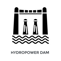 Hydropower Dam Icon Glyph Style. Vector Illustration For Graphic Design