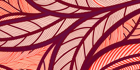 Abstract organic pattern with red and purple lines