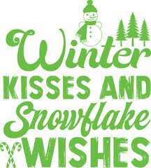 Basic RGB Winter Kisses and Snowflake Wishes svg