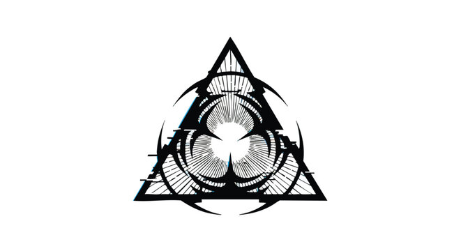 Abstract Geometric Vector Illustration with Triangular and Circular Elements in Black and White Minimalist Style