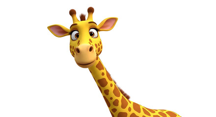 Fototapeta premium Cute Giraffe Cartoon with Spotted Yellow Fur Leaning Forward