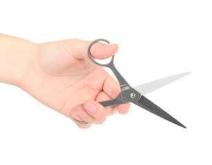 hand holding scissors