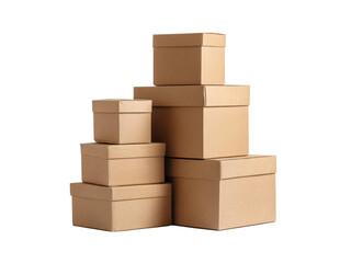 Obraz premium Stacked cardboard containers with lids boxes packaging, Isolated, Png Transparent Background