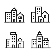 City and Building Icon Set &mdash; Urban Skyline, Architecture, Real Estate, set of buildings