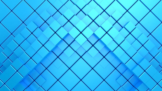 Cubes Form a Wave. Abstract motion, two color, 3d rendering, 4k resolution
