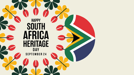 South Africa Heritage Day. Happy holiday. Celebrate culture and traditions of nation. South African flag. Poster with illustration. Pattern design © 3D_Hue