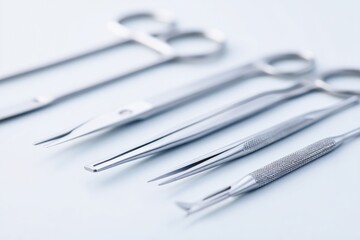 Sleek surgical instruments arranged neatly, showcasing precision