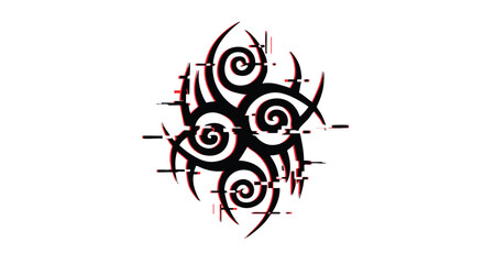 Abstract Vector Pattern with Swirling Spirals and Sharp Edges in Modern Black and Red Style